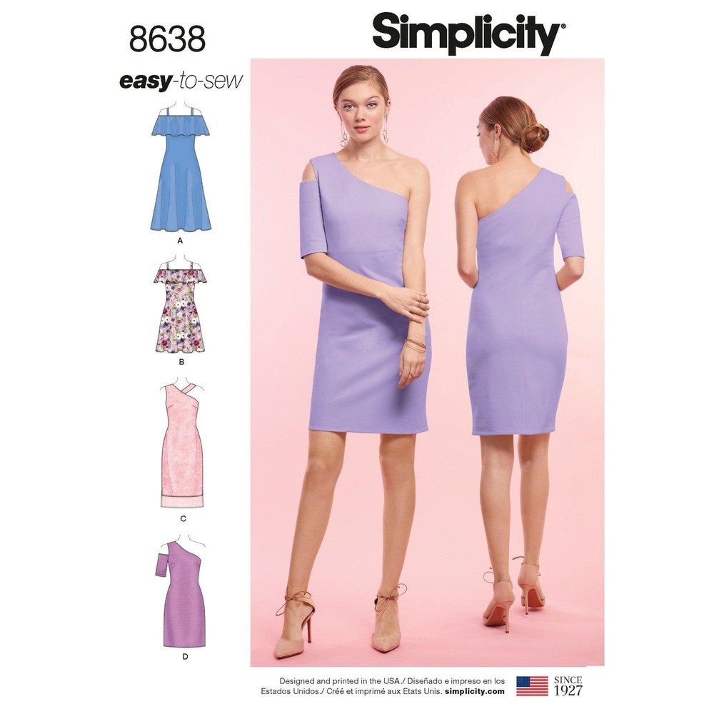 Simplicity‎ Sewing Pattern 8638 Knit Dress Off Shoulder Misses Size 16-24